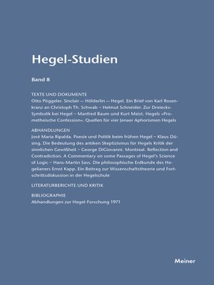 cover image of Hegel-Studien Band 8